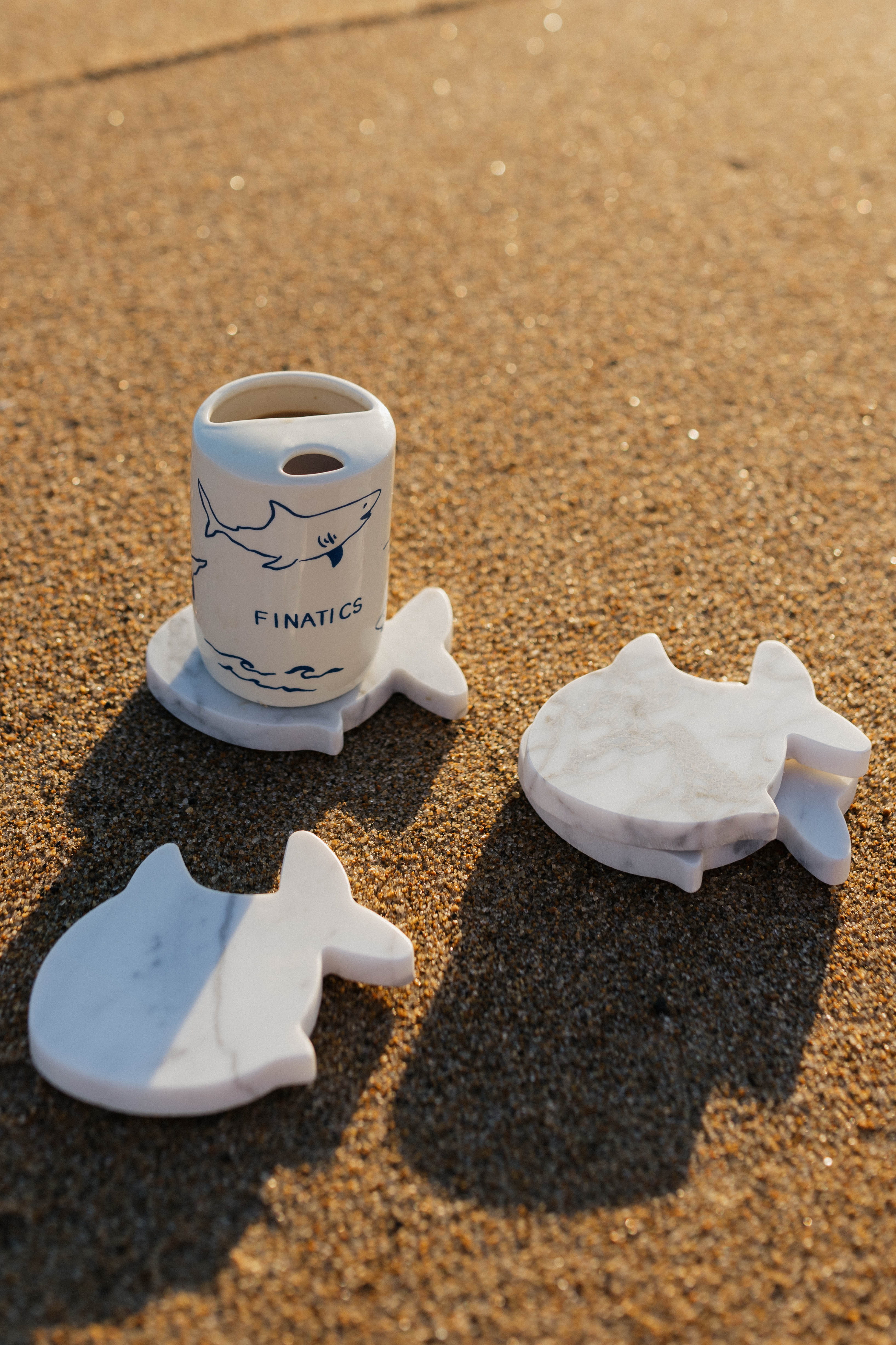 SHARK MARBLE COASTERS, SET OF 4 - Image 3